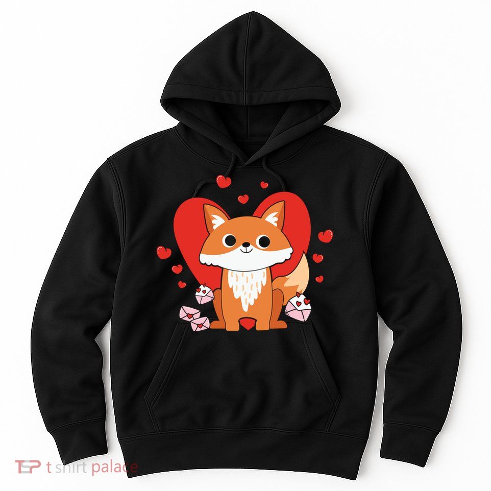 Cute Fox Animal Valentine Gift For Valentine Day Hoodie