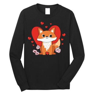 Cute Fox Animal Valentine Gift For Valentine Day Long Sleeve Shirt
