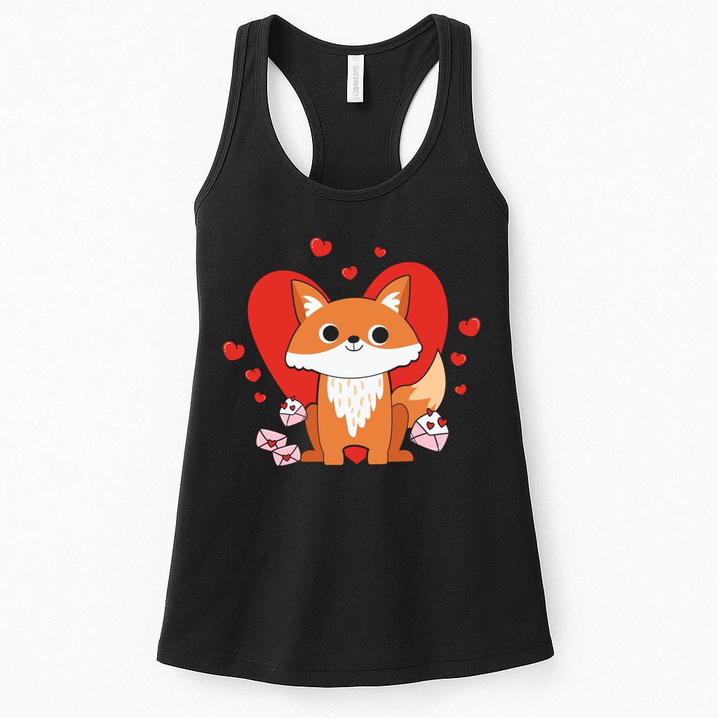 Cute Fox Animal Valentine Gift For Valentine Day Womens Tank Top