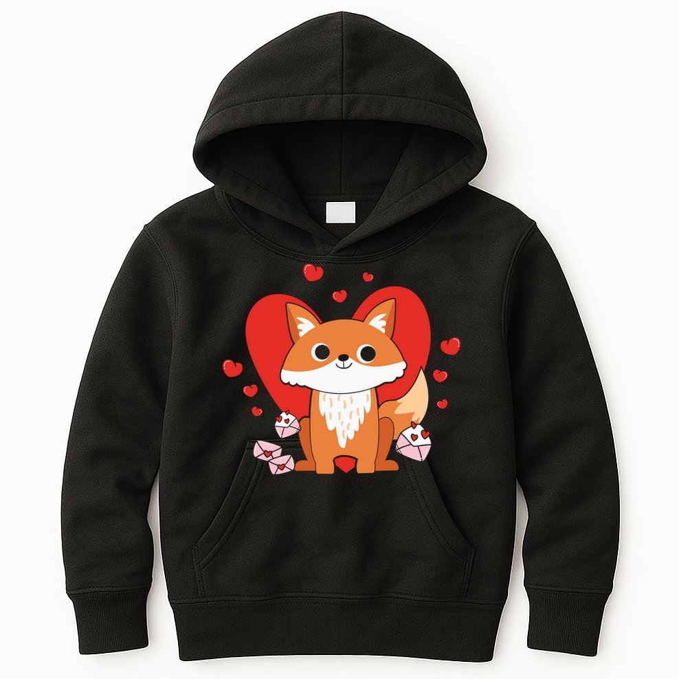 Cute Fox Animal Valentine Gift For Valentine Day Kids Hoodie