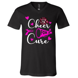 Cheer For A Cure Breast Cancer Awareness V-Neck T-Shirt