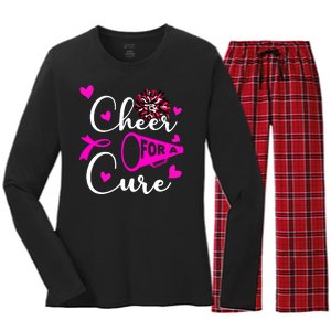 Cheer For A Cure Breast Cancer Awareness Women's Long Sleeve Flannel Pajama Set 