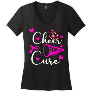 Cheer For A Cure Breast Cancer Awareness Women's V-Neck T-Shirt