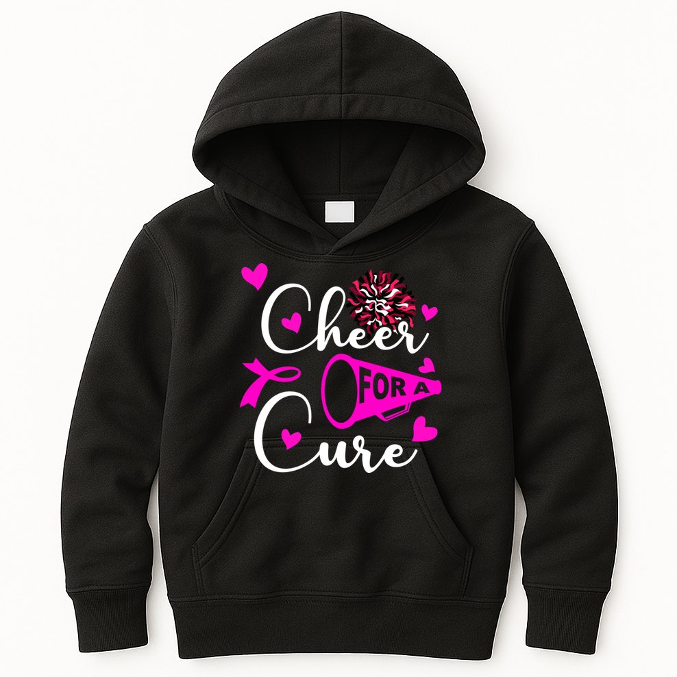 Cheer For A Cure Breast Cancer Awareness Kids Hoodie