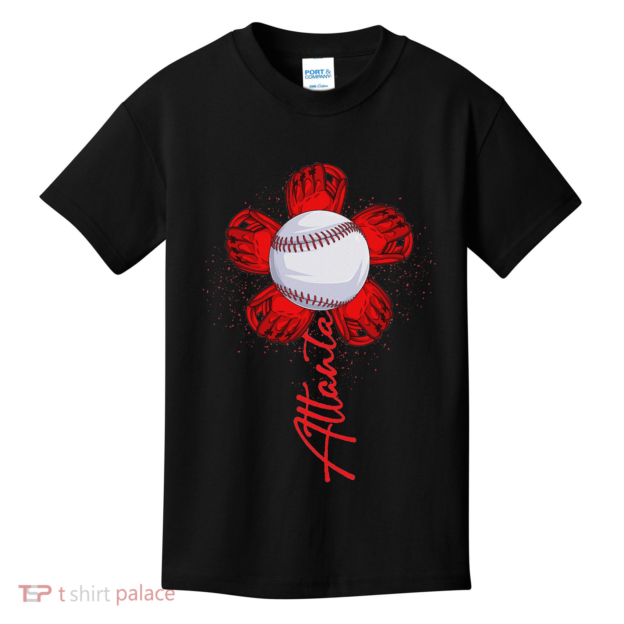 Cute Flower Atlanta Retro Baseball Lover Game Day Kids T-Shirt
