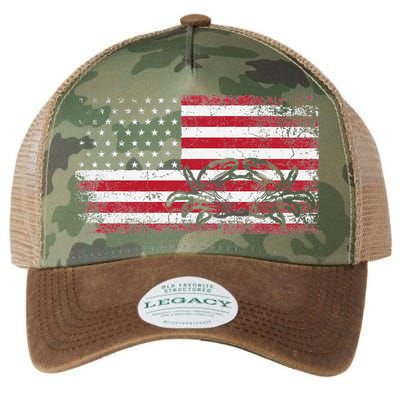 Crab Fisherman American Flag 4th of July Crabbing Legacy Tie Dye Trucker Hat