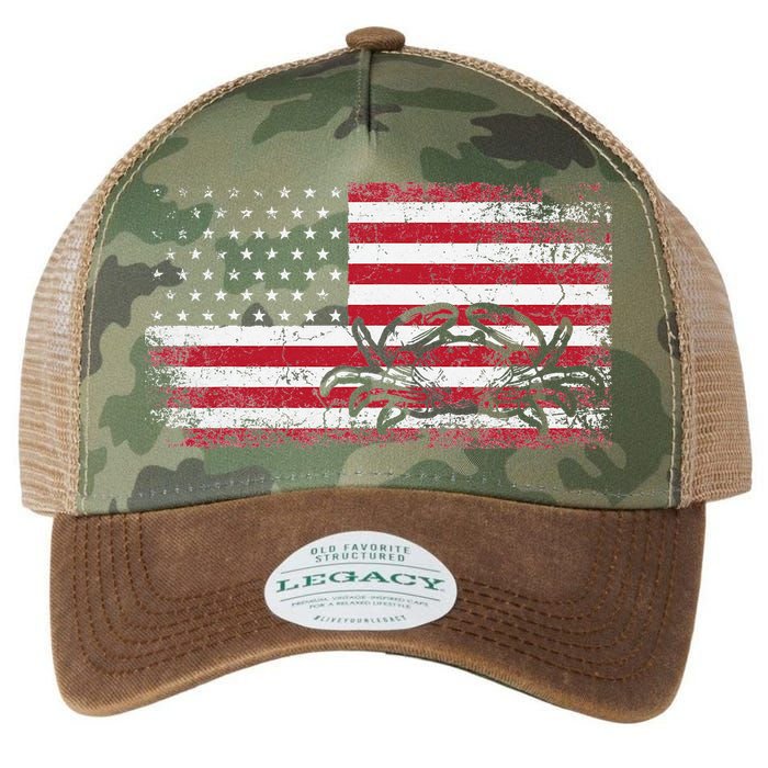 Crab Fisherman American Flag 4th of July Crabbing Legacy Tie Dye Trucker Hat