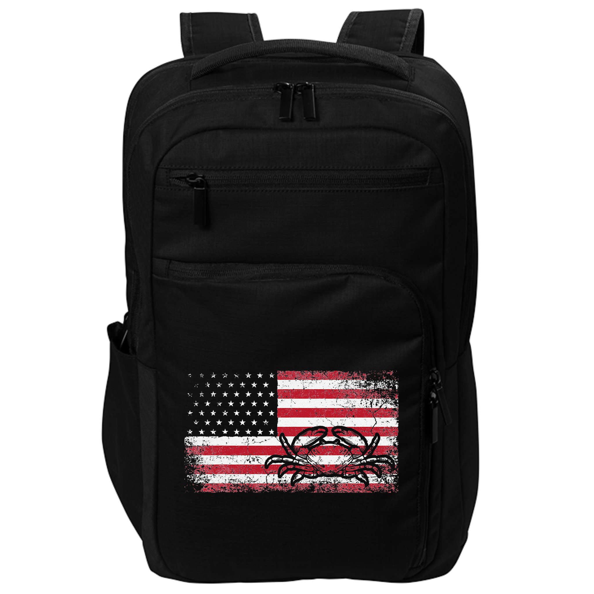 Crab Fisherman American Flag 4th of July Crabbing Impact Tech Backpack
