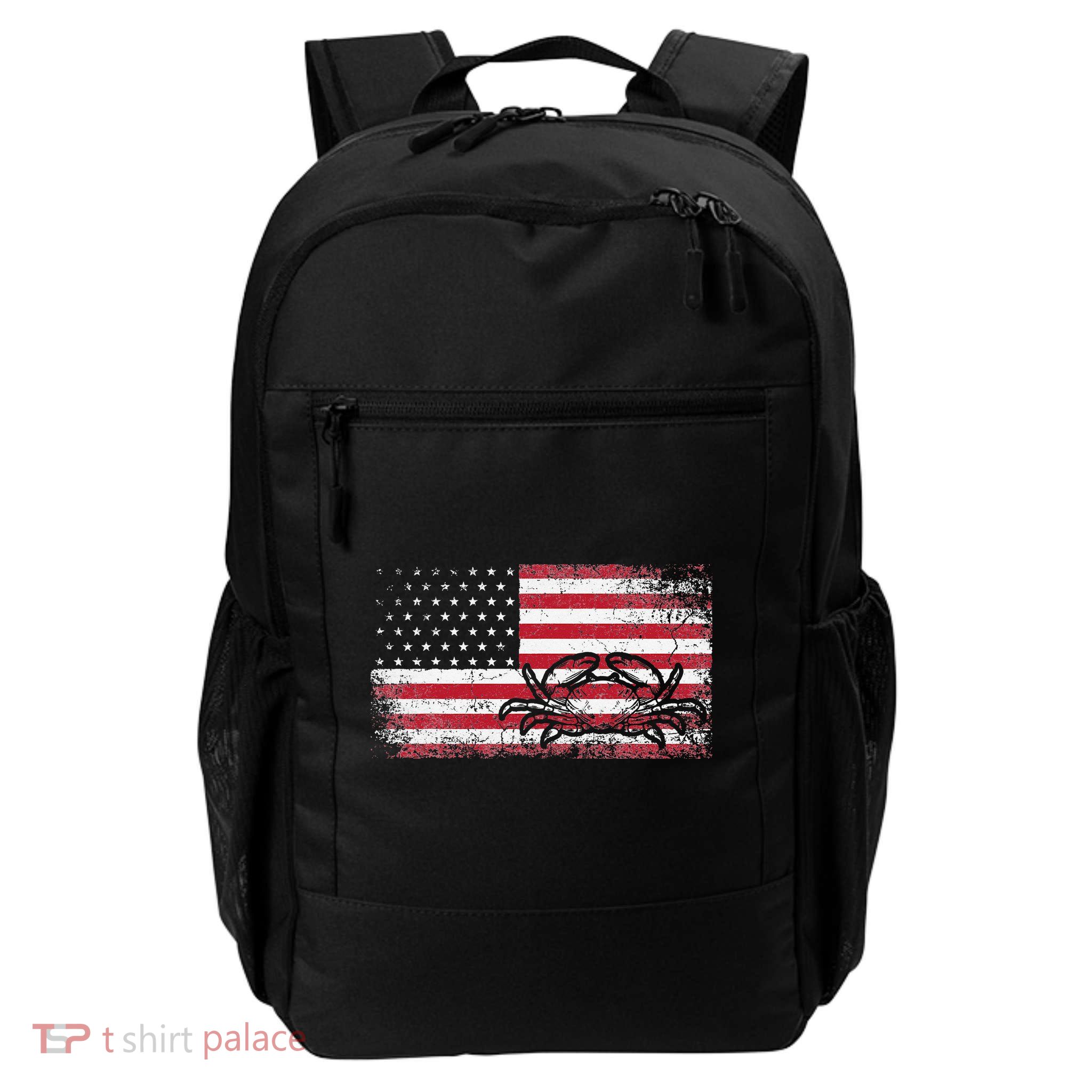 Crab Fisherman American Flag 4th of July Crabbing Backpack