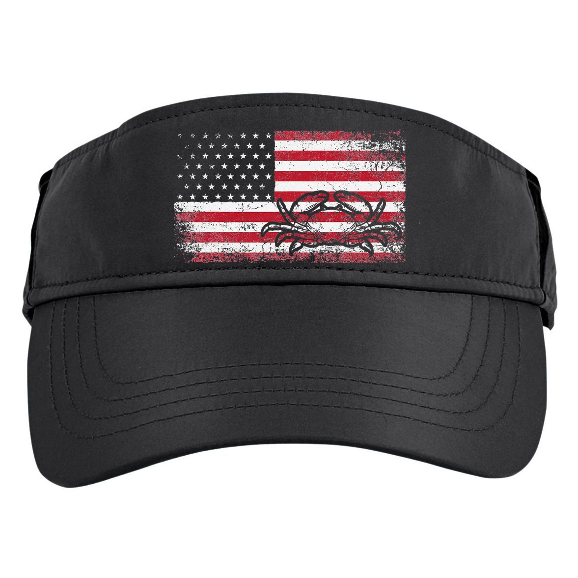 Crab Fisherman American Flag 4th of July Crabbing Adult Drive Performance Visor