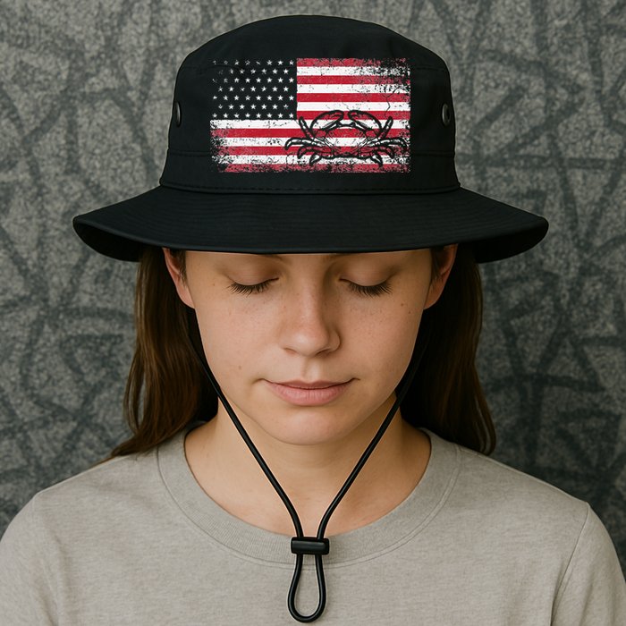 Crab Fisherman American Flag 4th of July Crabbing Bucket Hat