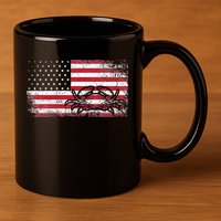 Crab Fisherman American Flag 4th of July Crabbing 11oz C Handle Ceramic Mug
