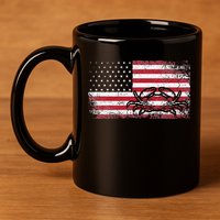 Crab Fisherman American Flag 4th of July Crabbing 11oz C Handle Ceramic Mug