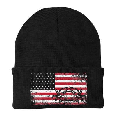 Crab Fisherman American Flag 4th of July Crabbing Beanie
