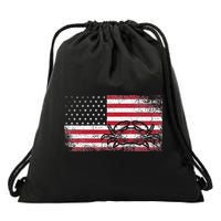 Crab Fisherman American Flag 4th of July Crabbing Drawstring Bag