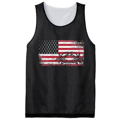 Crab Fisherman American Flag 4th of July Crabbing Mesh Reversible Basketball Jersey Tank