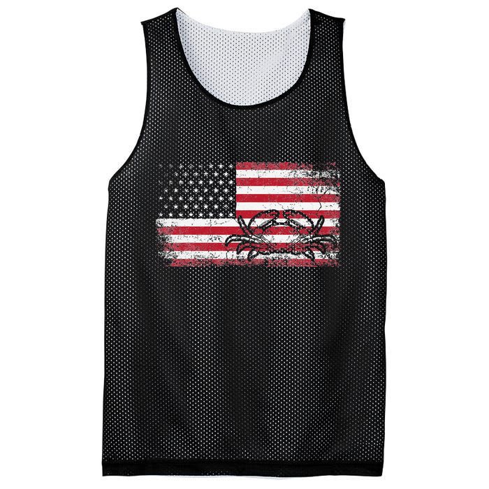 Crab Fisherman American Flag 4th of July Crabbing Mesh Reversible Basketball Jersey Tank