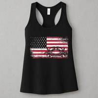 Crab Fisherman American Flag 4th of July Crabbing Womens Tank Top