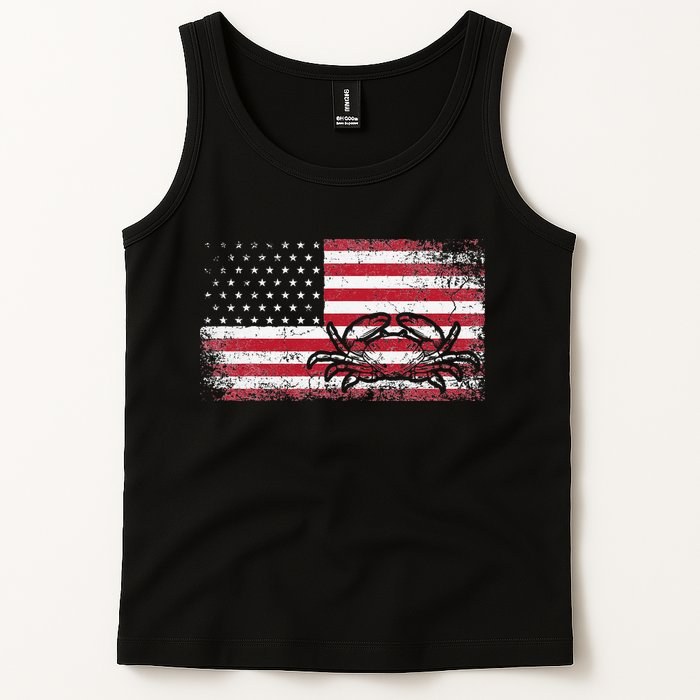 Crab Fisherman American Flag 4th of July Crabbing Tank Top