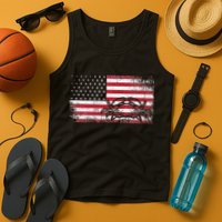 Crab Fisherman American Flag 4th of July Crabbing Tank Top