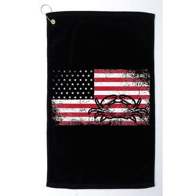 Crab Fisherman American Flag 4th of July Crabbing Golf Towel
