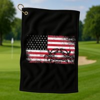 Crab Fisherman American Flag 4th of July Crabbing Golf Towel