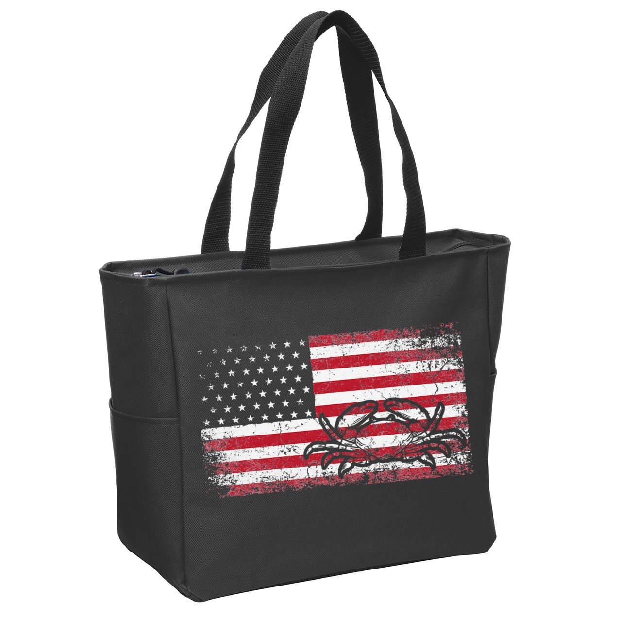 Crab Fisherman American Flag 4th of July Crabbing Zip Tote Bag