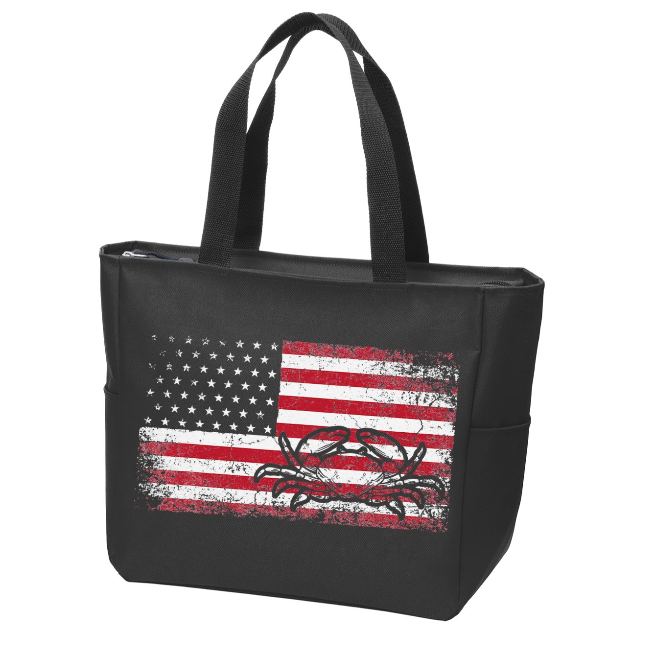 Crab Fisherman American Flag 4th of July Crabbing Zip Tote Bag