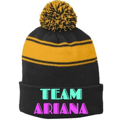 Cheer For Ariana, Show Support Be On Team Ariana | 90s Style Stripe Pom Pom Beanie