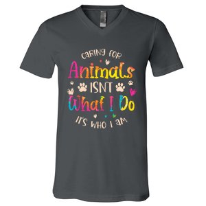 Caring For Animals Isnt What I Do Its Who Animal Rescue V-Neck T-Shirt