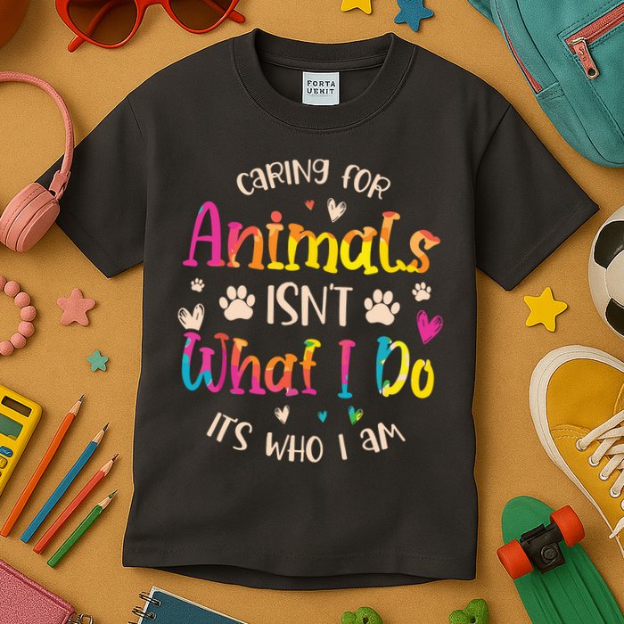 Caring For Animals Isnt What I Do Its Who Animal Rescue Kids T-Shirt