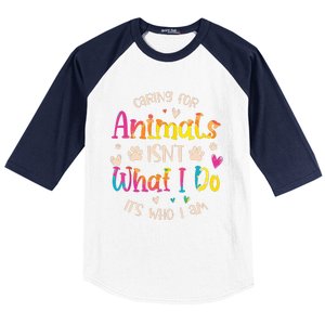 Caring For Animals Isnt What I Do Its Who Animal Rescue Baseball Sleeve Shirt