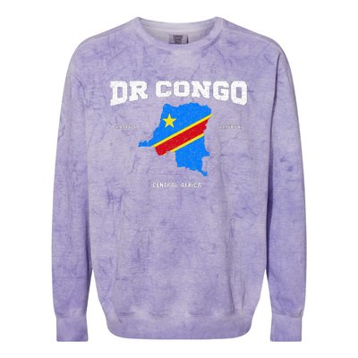 Congolese Flag And Map Dr. Congo Coordinates Colorblast Crewneck Sweatshirt