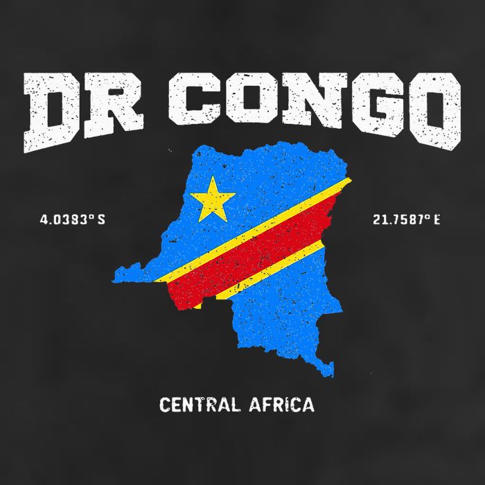 Congolese Flag And Map Dr. Congo Coordinates Garment-Dyed Fleece Hoodie