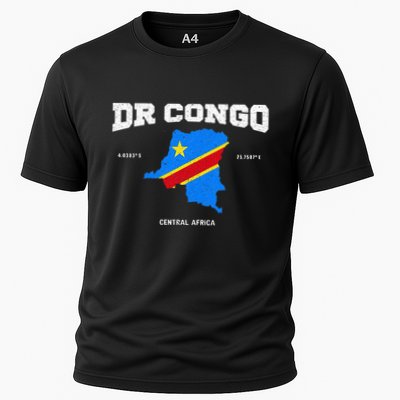 Congolese Flag And Map Dr. Congo Coordinates Performance Shirt