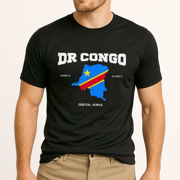 Congolese Flag And Map Dr. Congo Coordinates Performance Shirt