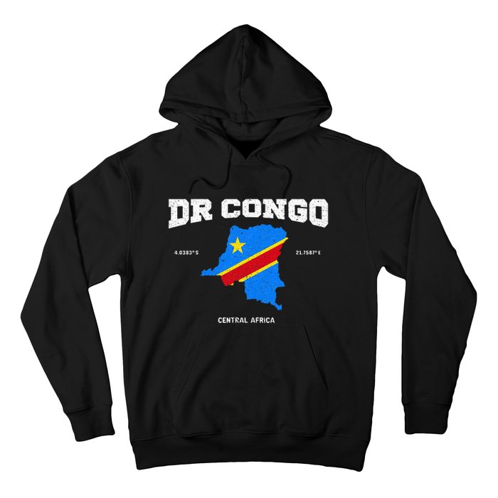 Congolese Flag And Map Dr. Congo Coordinates Hoodie