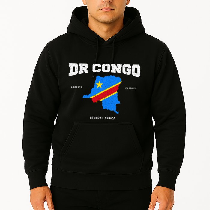 Congolese Flag And Map Dr. Congo Coordinates Hoodie