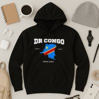 Congolese Flag And Map Dr. Congo Coordinates Hoodie