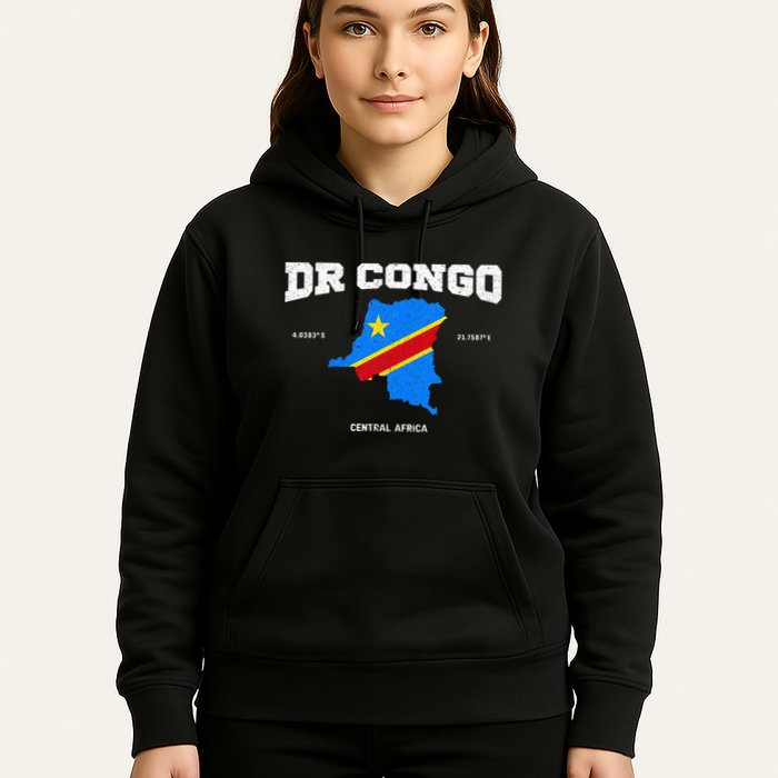 Congolese Flag And Map Dr. Congo Coordinates Hoodie
