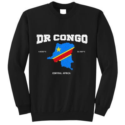 Congolese Flag And Map Dr. Congo Coordinates Sweatshirt