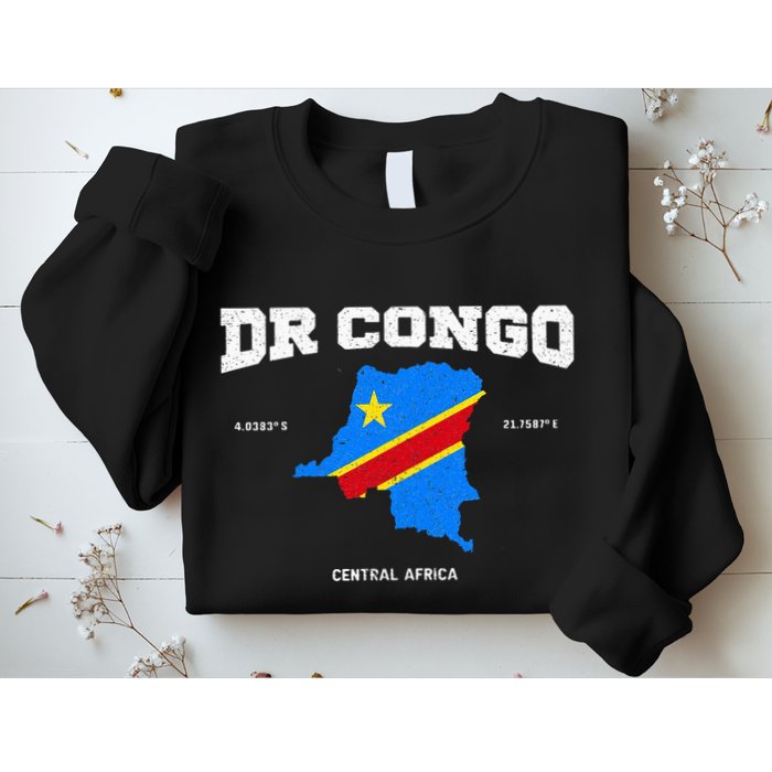 Congolese Flag And Map Dr. Congo Coordinates Sweatshirt