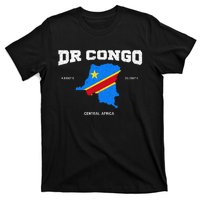 Congolese Flag And Map Dr. Congo Coordinates T-Shirt