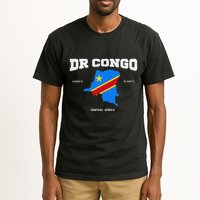 Congolese Flag And Map Dr. Congo Coordinates Tall T-Shirt