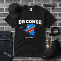 Congolese Flag And Map Dr. Congo Coordinates Tall T-Shirt