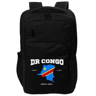 Congolese Flag And Map Dr. Congo Coordinates Impact Tech Backpack