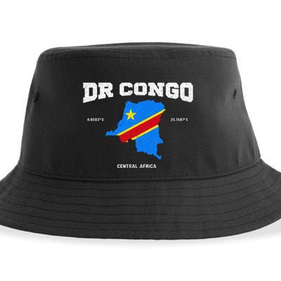 Congolese Flag And Map Dr. Congo Coordinates Sustainable Bucket Hat