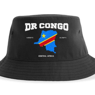 Congolese Flag And Map Dr. Congo Coordinates Sustainable Bucket Hat