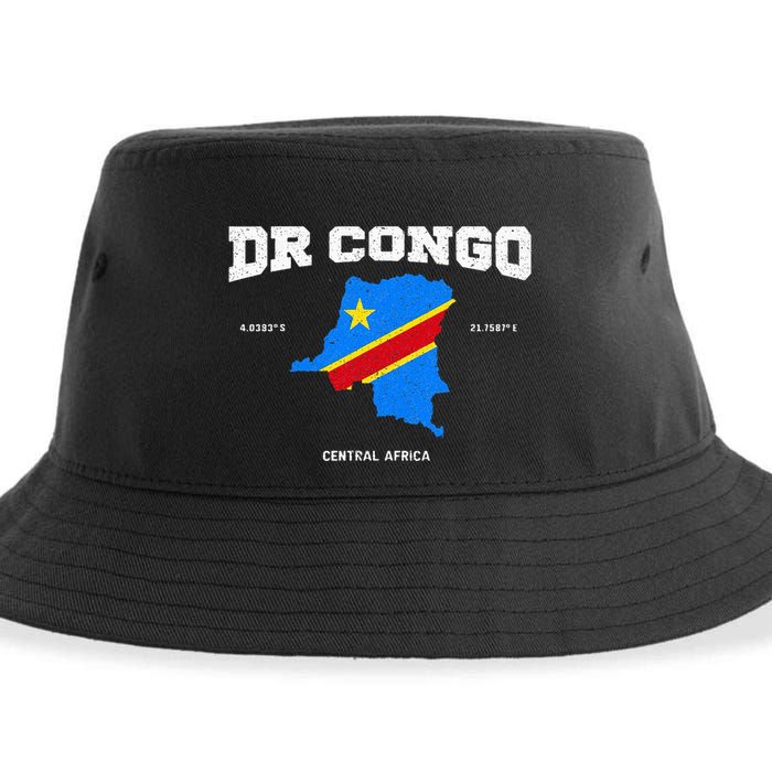 Congolese Flag And Map Dr. Congo Coordinates Sustainable Bucket Hat