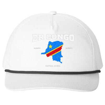 Congolese Flag And Map Dr. Congo Coordinates Snapback Five-Panel Rope Hat